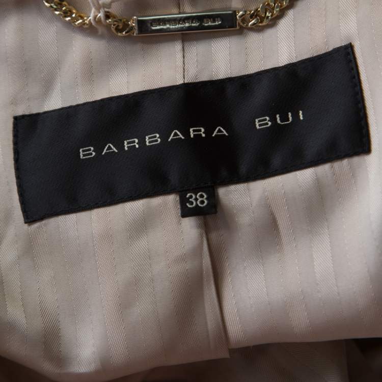 Pre Owned Barbara Bui Bicolor Cashmere Wool and Calf Hair Paneled Long Coat M