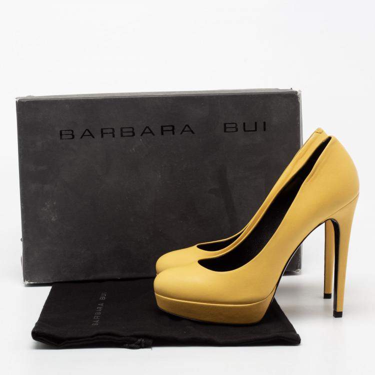 Pre Owned Barbara Bui Yellow Leather Platform Pumps Size 38