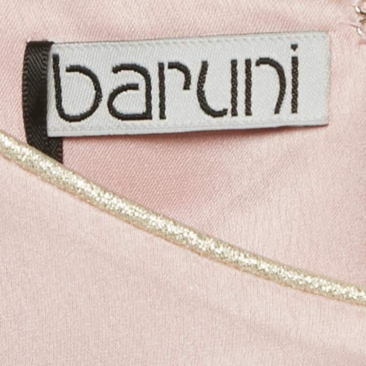 Pre Owned Baruni Pink Satin Sleeve Detail Belted Alchemilla Maxi Dress XL