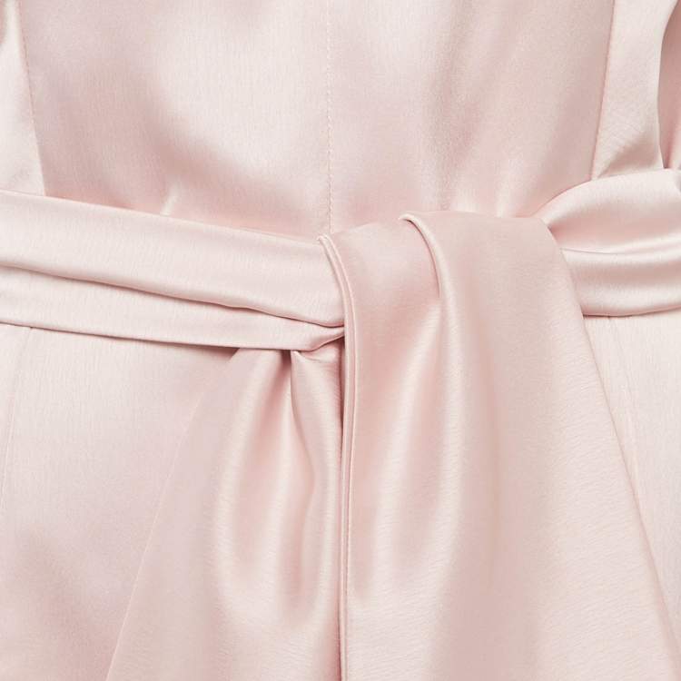 Pre Owned Baruni Pink Satin Sleeve Detail Belted Alchemilla Maxi Dress XL