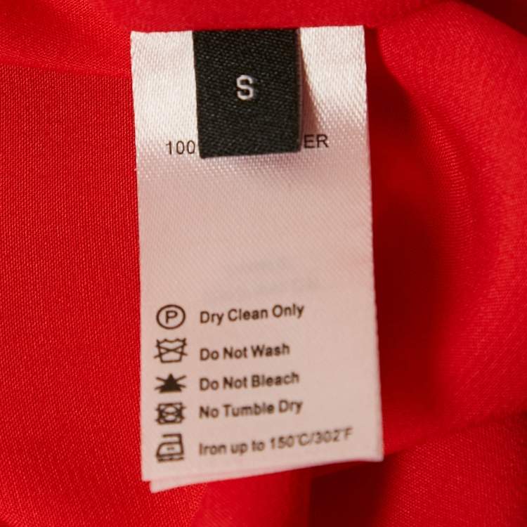 Pre Owned Baruni Red Tafetta Draped Long Sleeve Gown S