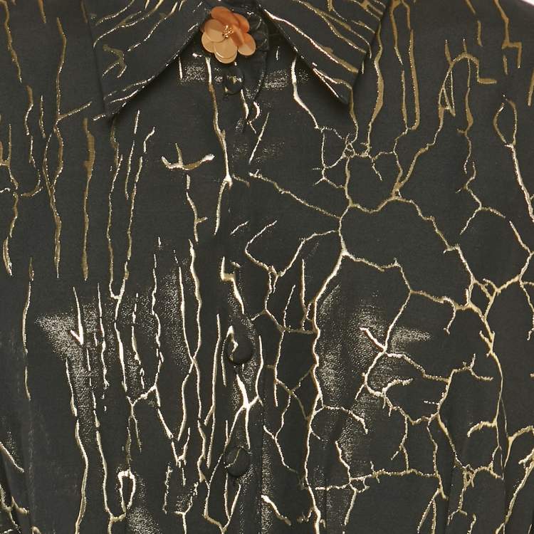 مملوكة مسبقًا Baruni Black /Gold Pattered Cotton & Lurex Zinnia Maxi Dress XL