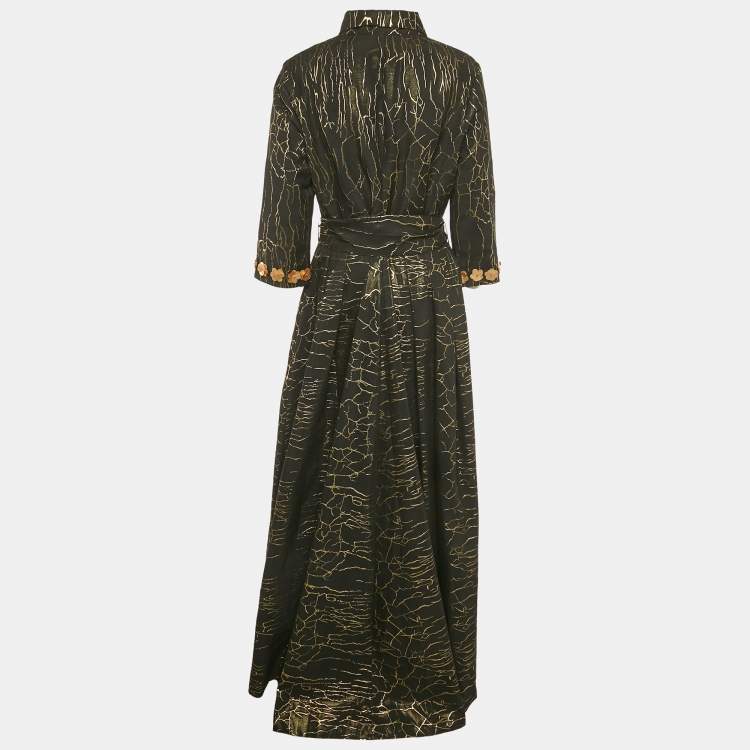 مملوكة مسبقًا Baruni Black /Gold Pattered Cotton & Lurex Zinnia Maxi Dress XL