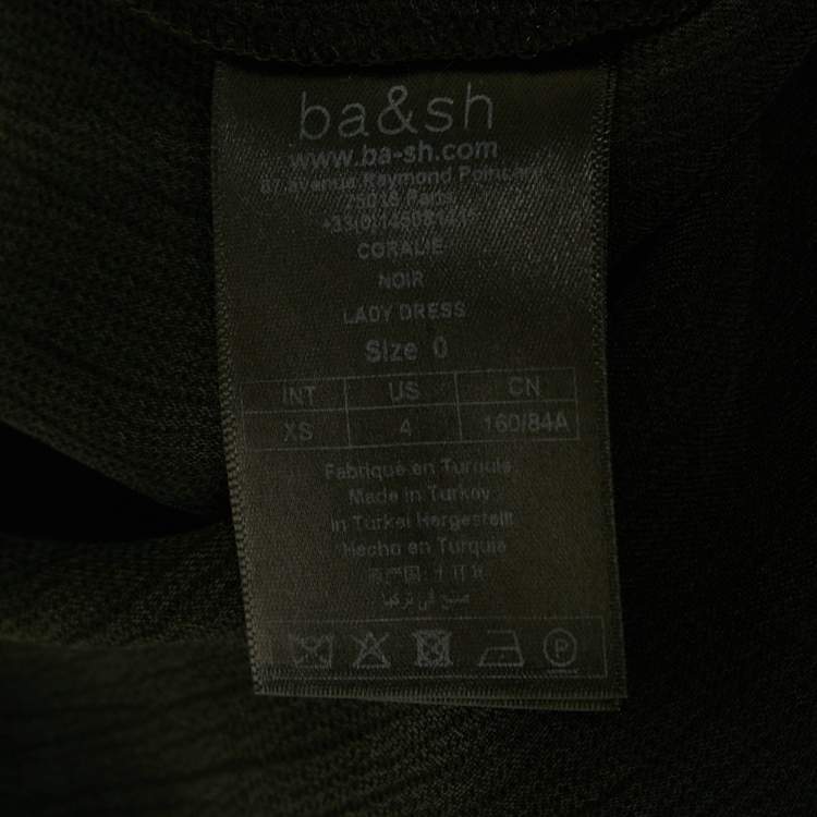 Pre Owned فساتين BA&SH حرير أسود بفتحة أمامية طويلة (ميدي) مقاس صغير جدًا (إكس صغير)