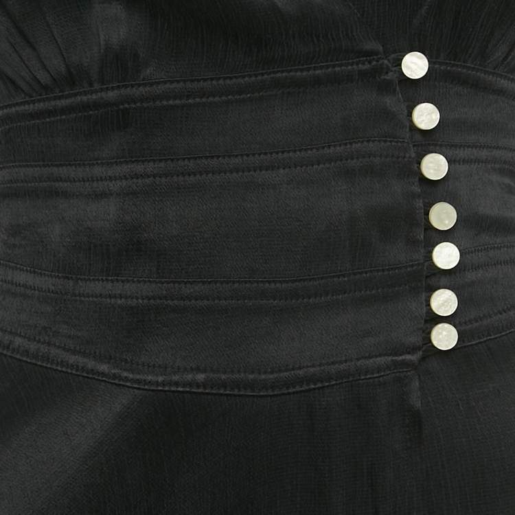 Pre Owned فساتين BA&SH حرير أسود بفتحة أمامية طويلة (ميدي) مقاس صغير جدًا (إكس صغير)