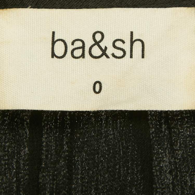 Pre Owned فساتين BA&SH حرير أسود بفتحة أمامية طويلة (ميدي) مقاس صغير جدًا (إكس صغير)