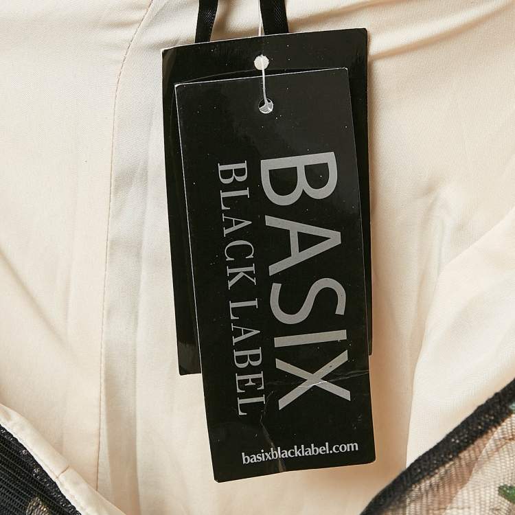 Pre Owned Basix Black Label Floral Embellished Tulle Gown M