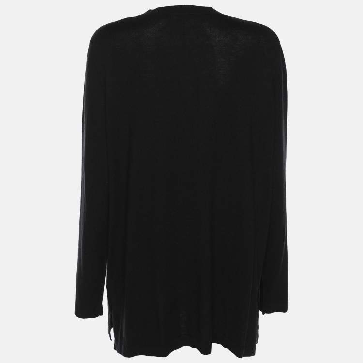 Pre Owned بلوفر باسلر تريكو صوف أسود برقبة V مقاس XXL