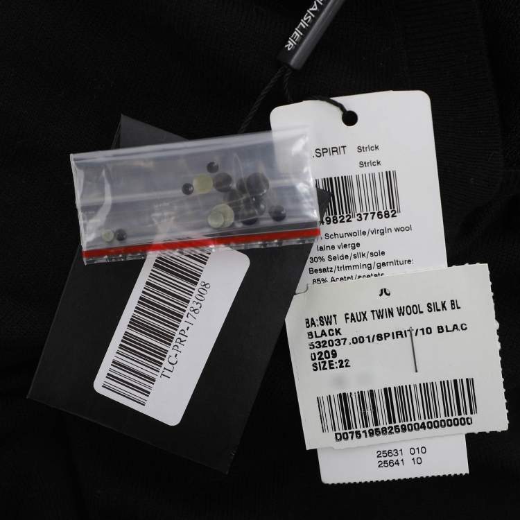 Pre Owned بلوفر باسلر تريكو صوف أسود برقبة V مقاس XXL