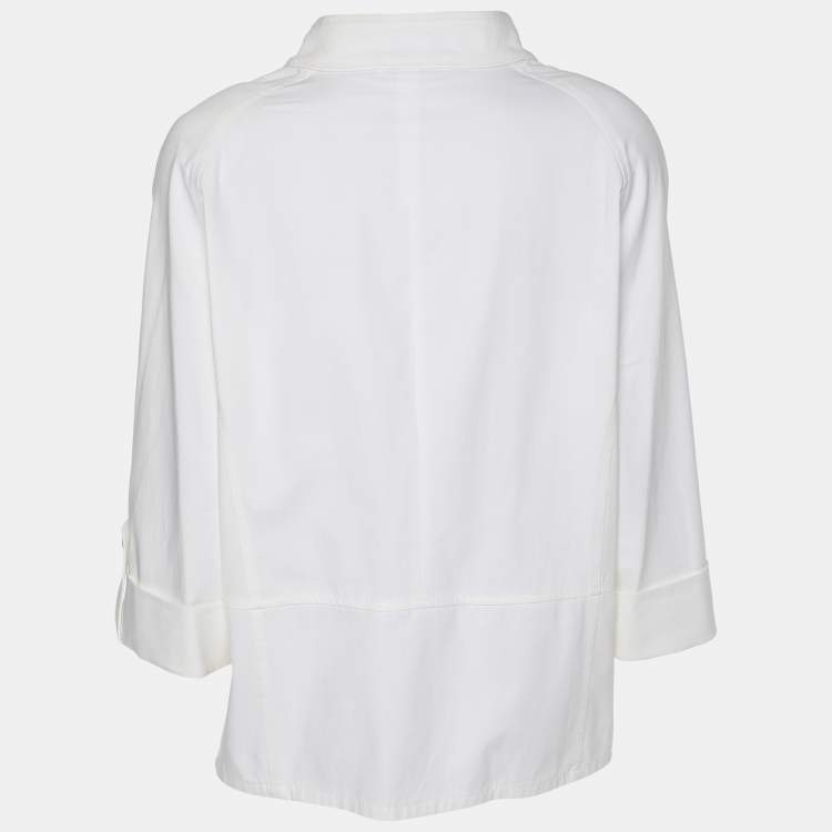 Pre Owned Weekend Basler White Stretch Cotton Bell Sleeve Blazer XL