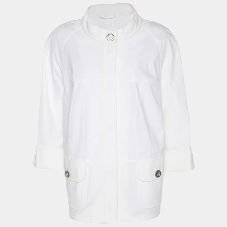 Pre Owned Weekend Basler White Stretch Cotton Bell Sleeve Blazer XL