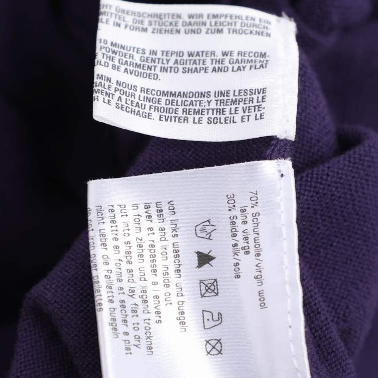 Pre Owned Basler Purple Stretch Knit Diamond Crystal Embellished Sweater XL