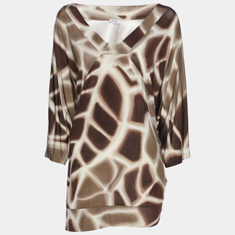 Pre Owned Basler Brown Printed Jersey Top XXL