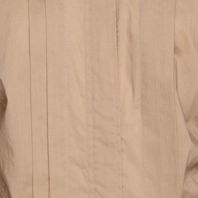 Pre Owned Basler Beige Satin Zip Up Long Sleeve Shirt L