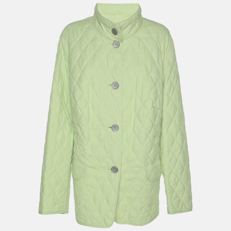Pre Owned Basler Green Quilted Polyester Button Jacket L