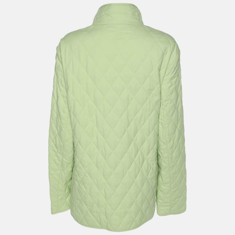 Pre Owned Basler Green Quilted Polyester Button Jacket L