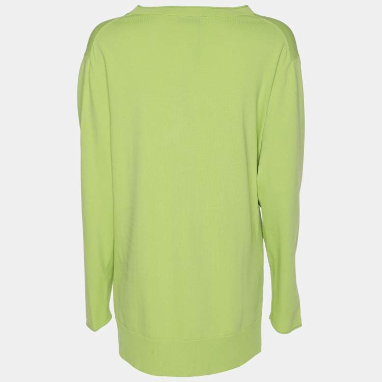 Pre Owned Basler Green Stretch Crepe Twinset Cardigan XL