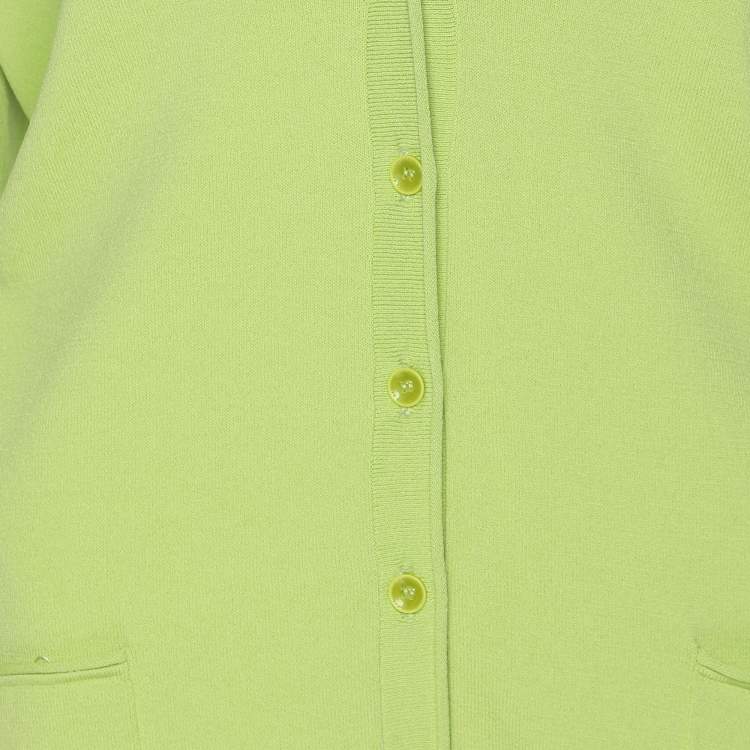 Pre Owned Basler Green Stretch Crepe Twinset Cardigan XL