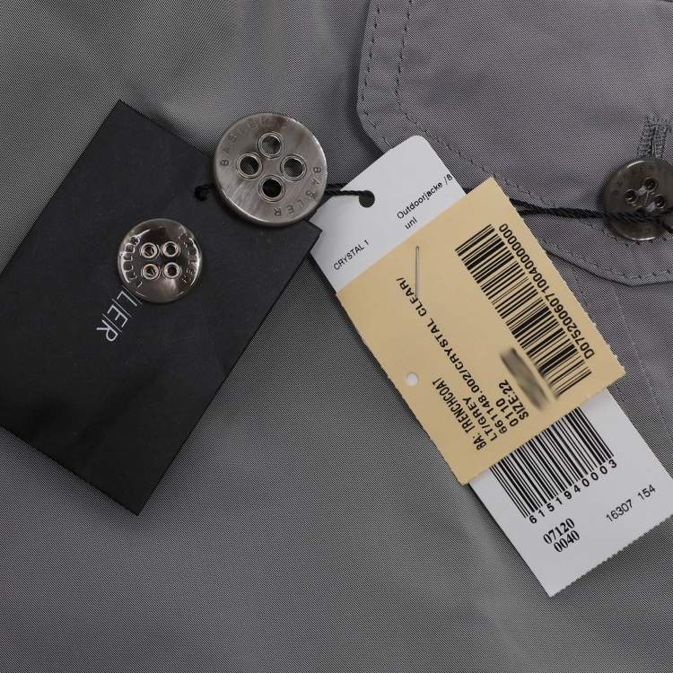 Pre Owned Basler Grey Nylon Belted Double Breasted Trench Coat XL