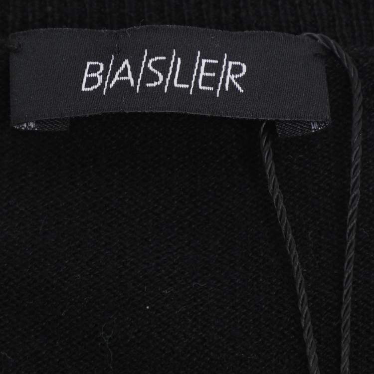 Pre Owned Basler Black Stretch Knit Ruffle Detail Tops XL