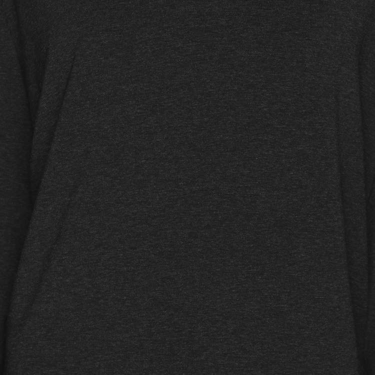 مملوكة مسبقًا Basler Dark Grey Stretch Knit Ribbon Embellished V Neck Shirt XL