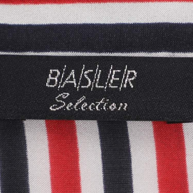 Pre Owned Basler Tricolor Stripe Chiffon 3/4 Sleeve Shirt XL