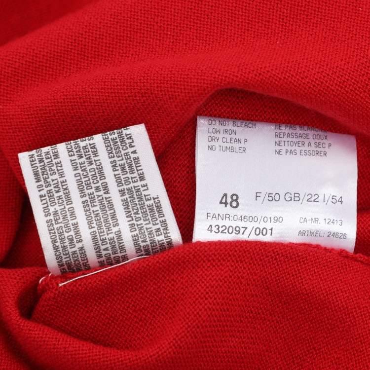 Pre Owned Basler Red Stretch Knit Ruffle Details Tops XL