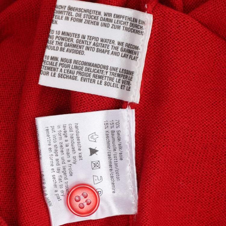 Pre Owned Basler Red Stretch Knit Ruffle Details Tops XL
