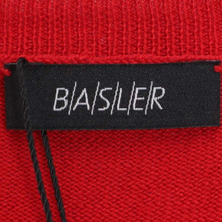 Pre Owned Basler Red Stretch Knit Ruffle Details Tops XL