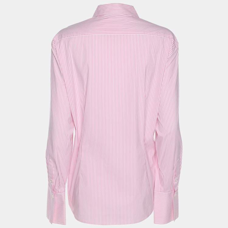 مملوكة مسبقًا Weekend by Basler Pink/White Striped Cotton Shirt XL