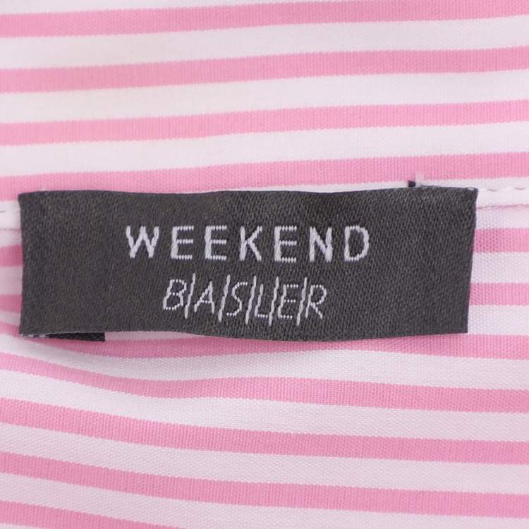 مملوكة مسبقًا Weekend by Basler Pink/White Striped Cotton Shirt XL