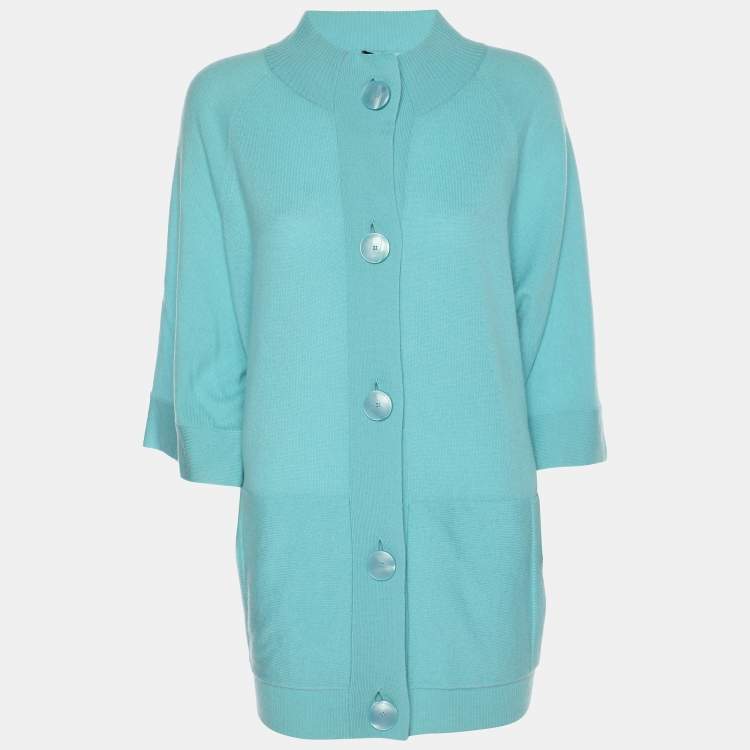 Pre Owned Basler Blue Knit Buttoned Sweater XXL