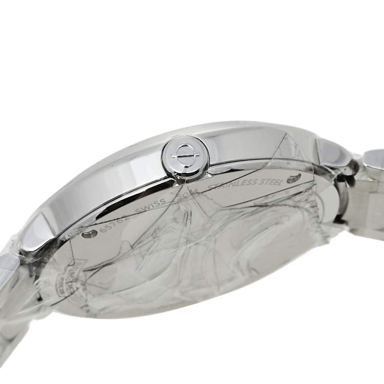 Pre Owned Baume & Mercier Silver Mother Of Pearl Stainless Steel Promesse 65762 Women's Wristwatch 34 mm