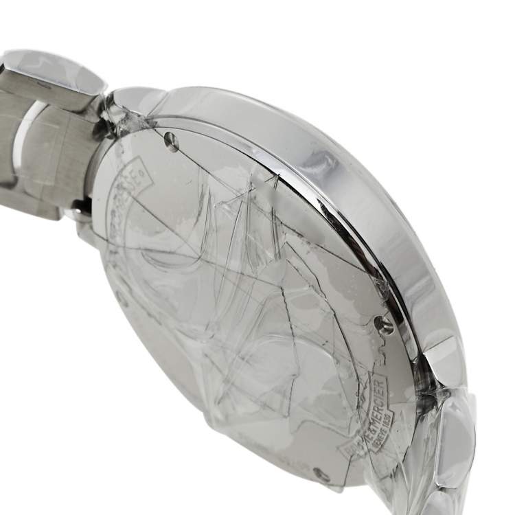 Pre Owned Baume & Mercier Silver Mother Of Pearl Stainless Steel Promesse 65762 Women's Wristwatch 34 mm