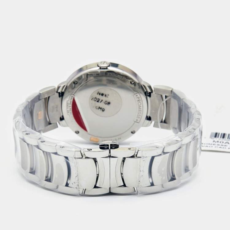 Pre Owned Baume & Mercier Mother of Pearl Two Tone Stainless Steel Promesse 10252 Women's Wristwatch 34 mm 