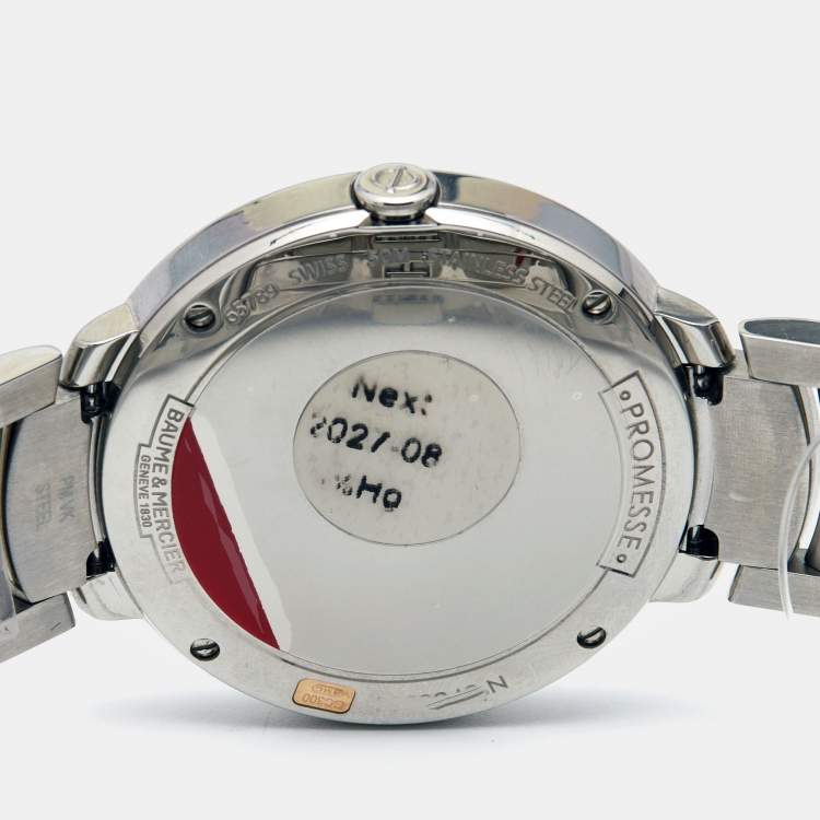 Pre Owned Baume & Mercier Mother of Pearl Two Tone Stainless Steel Promesse 10252 Women's Wristwatch 34 mm 