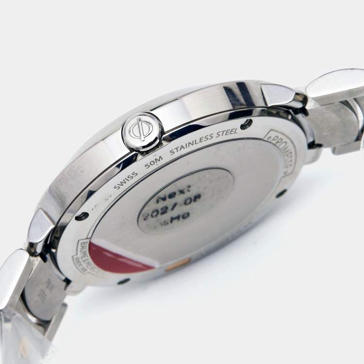 Pre Owned Baume & Mercier Mother of Pearl Two Tone Stainless Steel Promesse 10252 Women's Wristwatch 34 mm 
