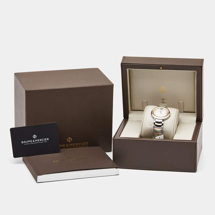 Pre Owned Baume & Mercier Mother of Pearl Two Tone Stainless Steel Promesse 10252 Women's Wristwatch 34 mm 