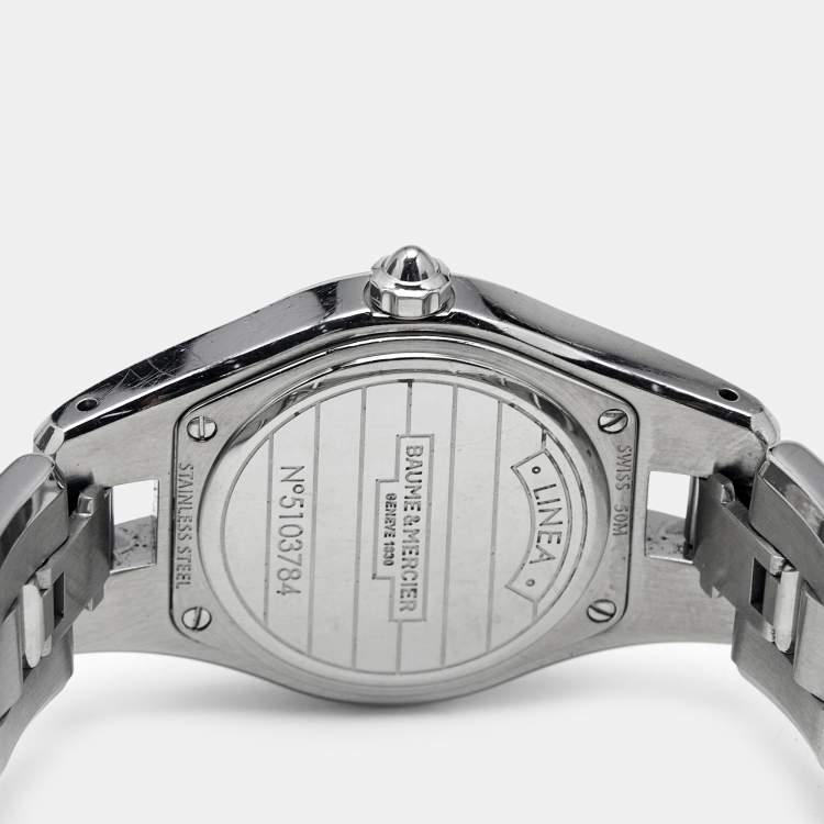 Pre Owned Baume & Mercier Silver Dial Stainless Steel Linea M0A10009 Women's Wristwatch 27 mm