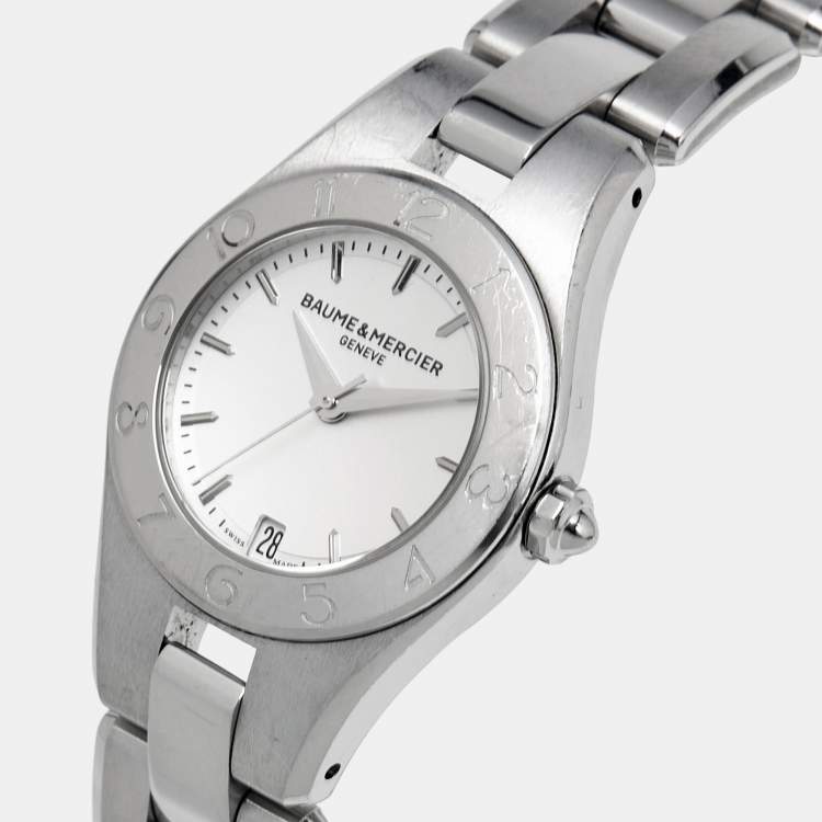 Pre Owned Baume & Mercier Silver Dial Stainless Steel Linea M0A10009 Women's Wristwatch 27 mm
