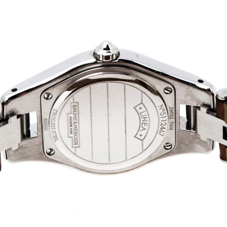 Pre Owned Baume & Mercier Silver Stainless Steel Linea 65690 Women's Wristwatch 27 mm