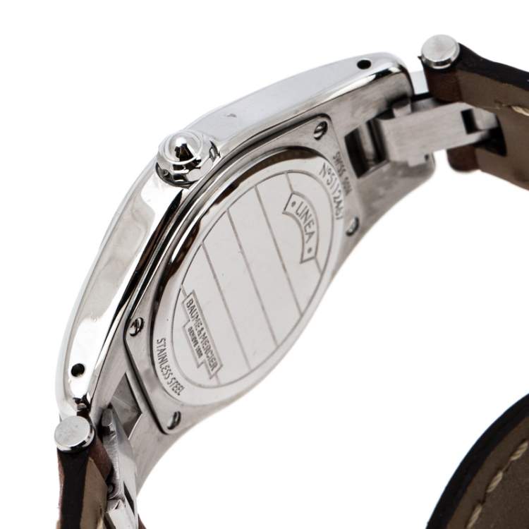 Pre Owned Baume & Mercier Silver Stainless Steel Linea 65690 Women's Wristwatch 27 mm