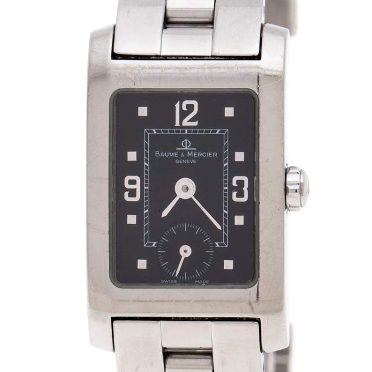 Pre Owned Baume & Mercier Black Stainless Steel Hampton MV045139 Women's Wristwatch 20 MM