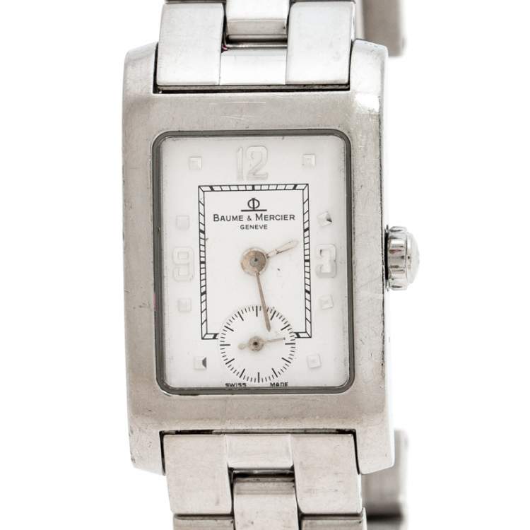 Pre Owned Baume & Mercier White Stainless Steel Hampton MV045139 Women's Wristwatch 20MM