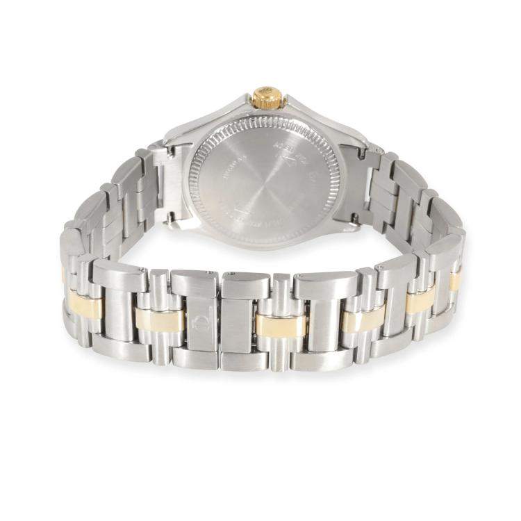 Pre Owned Baume & Mercier White 18K Yellow Gold And Stainless Steel Malibu MV045047 Women's Wristwatch 28 MM