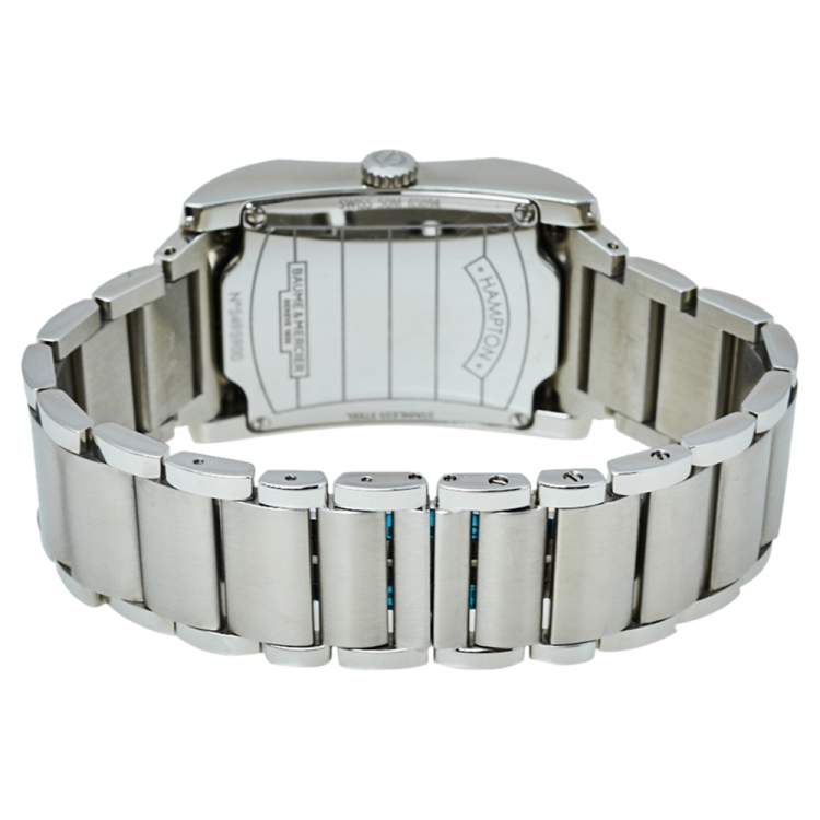 Pre Owned Baume & Mercier Black Stainless Steel Diamond 65694 Hampton Quartz Women's Wristwatch 27 MM