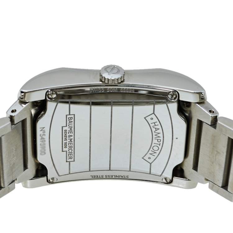 Pre Owned Baume & Mercier Black Stainless Steel Diamond 65694 Hampton Quartz Women's Wristwatch 27 MM
