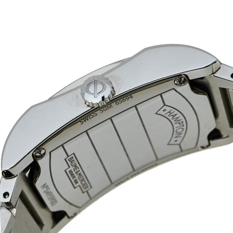 Pre Owned Baume & Mercier Black Stainless Steel Diamond 65694 Hampton Quartz Women's Wristwatch 27 MM