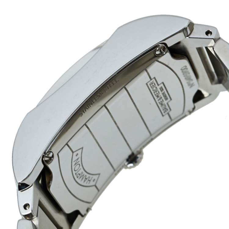 Pre Owned Baume & Mercier Black Stainless Steel Diamond 65694 Hampton Quartz Women's Wristwatch 27 MM