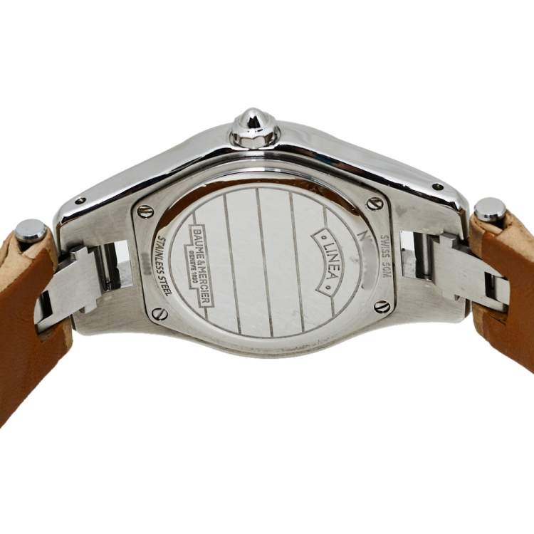 Pre Owned Baume & Mercier White Stainless Steel Linea 65690 Women's Wristwatch 27 mm